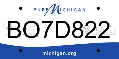 BO7D822 Michigan License Plate