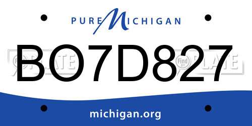 BO7D827 Michigan License Plate