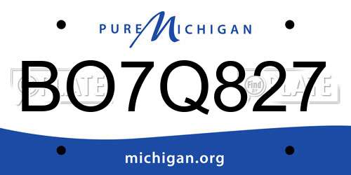BO7Q827 Michigan License Plate