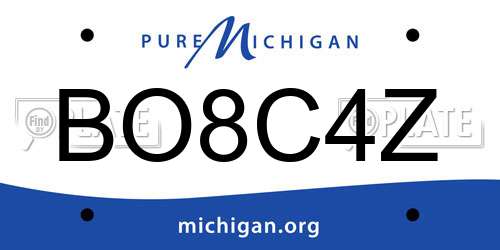 BO8C4Z Michigan License Plate