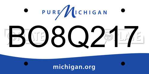 BO8Q217 Michigan License Plate