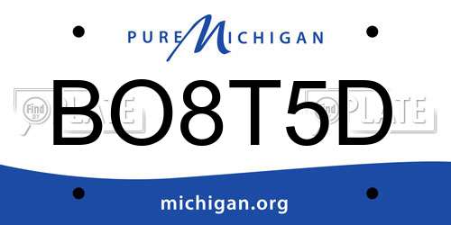 BO8T5D Michigan License Plate