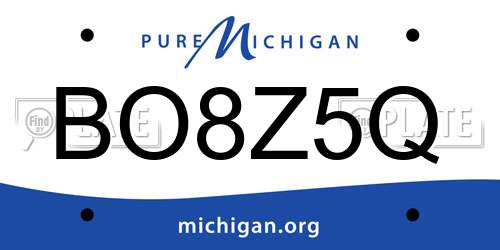 BO8Z5Q Michigan License Plate