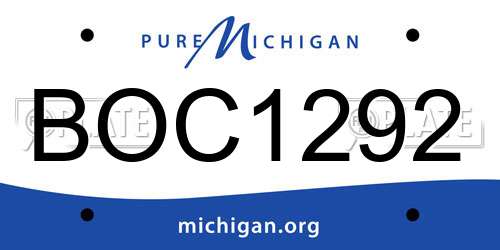 BOC1292 Michigan License Plate