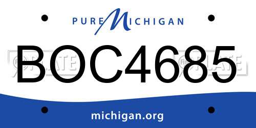 BOC4685 Michigan License Plate
