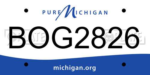 BOG2826 Michigan License Plate