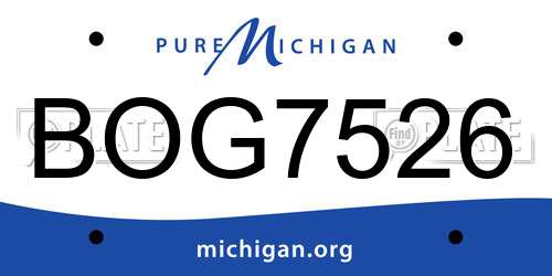 BOG7526 Michigan License Plate