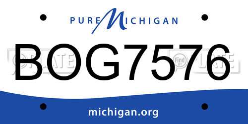 BOG7576 Michigan License Plate