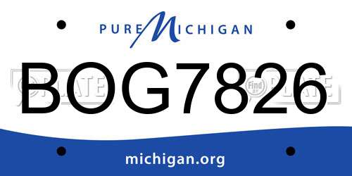 BOG7826 Michigan License Plate