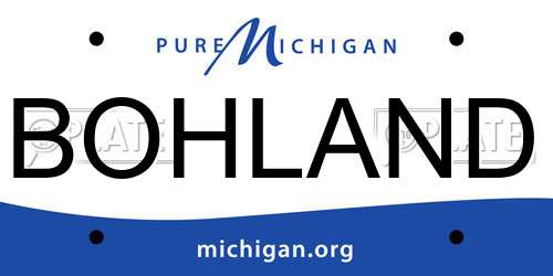BOHLAND Michigan License Plate