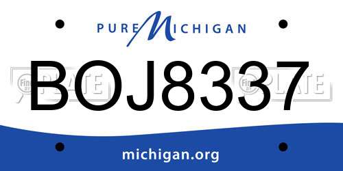 BOJ8337 Michigan License Plate