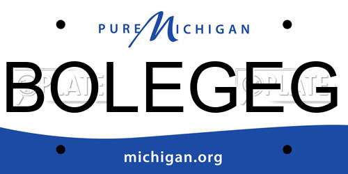 BOLEGEG Michigan License Plate