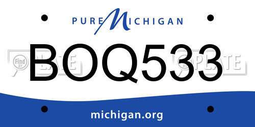 BOQ533 Michigan License Plate