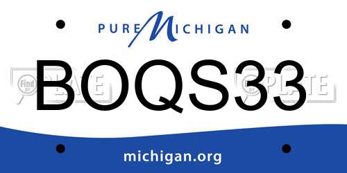 BOQS33 Michigan License Plate