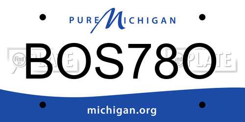 BOS78O Michigan License Plate