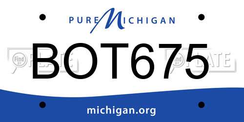 BOT675 Michigan License Plate