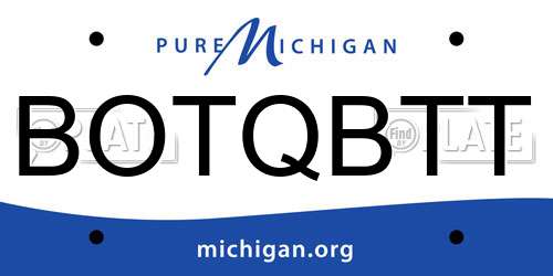 BOTQBTT Michigan License Plate