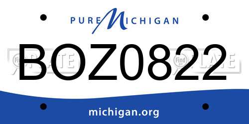 BOZ0822 Michigan License Plate
