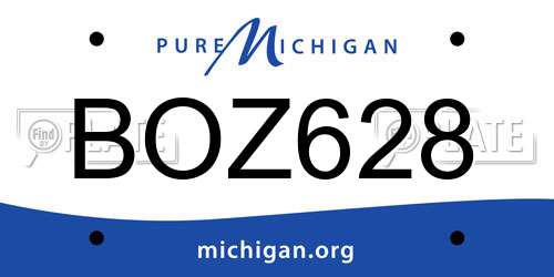 BOZ628 Michigan License Plate