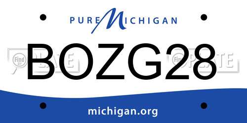 BOZG28 Michigan License Plate