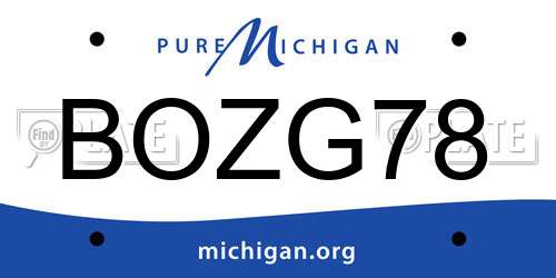 BOZG78 Michigan License Plate