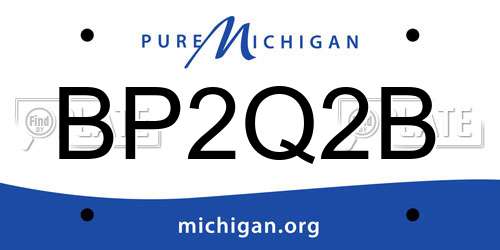 BP2Q2B Michigan License Plate