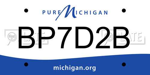 BP7D2B Michigan License Plate