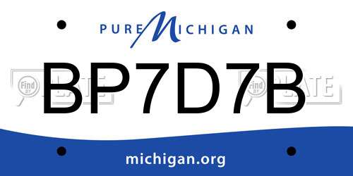 BP7D7B Michigan License Plate