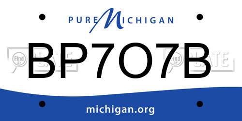 BP7O7B Michigan License Plate