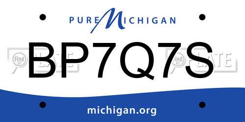 BP7Q7S Michigan License Plate