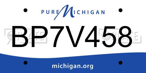 BP7V458 Michigan License Plate