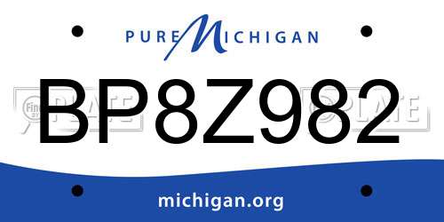 BP8Z982 Michigan License Plate