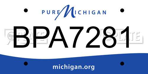 BPA7281 Michigan License Plate