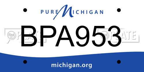 BPA953 Michigan License Plate