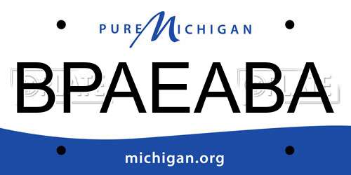 BPAEABA Michigan License Plate
