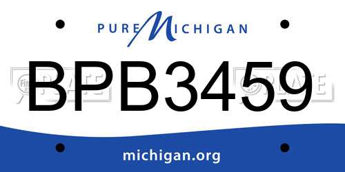 BPB3459 Michigan License Plate