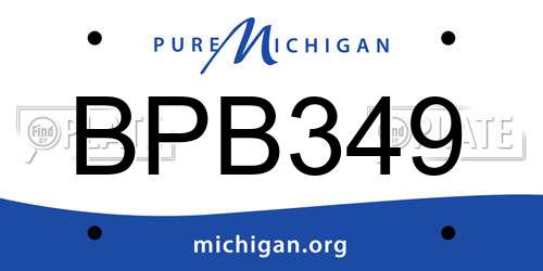 BPB349 Michigan License Plate