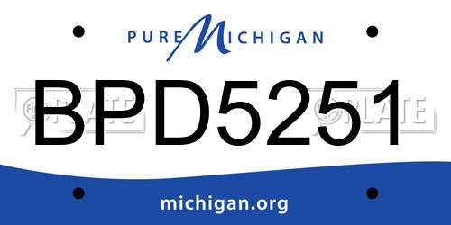BPD5251 Michigan License Plate