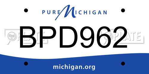 BPD962 Michigan License Plate