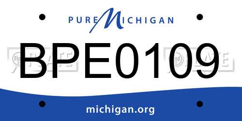 BPE0109 Michigan License Plate