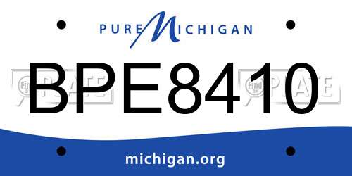 BPE8410 Michigan License Plate