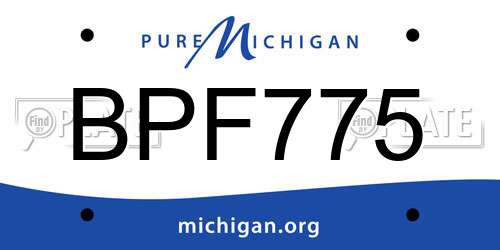 BPF775 Michigan License Plate