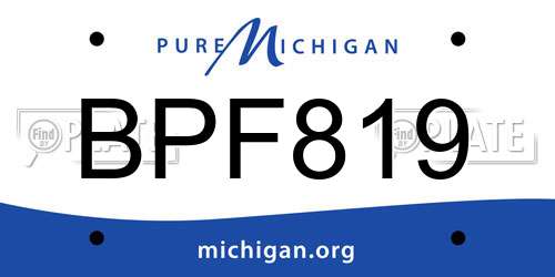 BPF819 Michigan License Plate