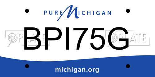 BPI75G Michigan License Plate