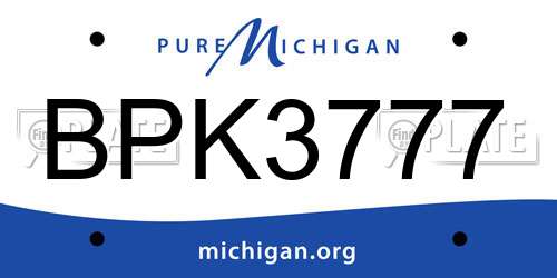 BPK3777 Michigan License Plate