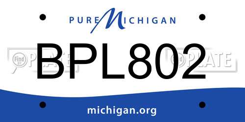 BPL802 Michigan License Plate