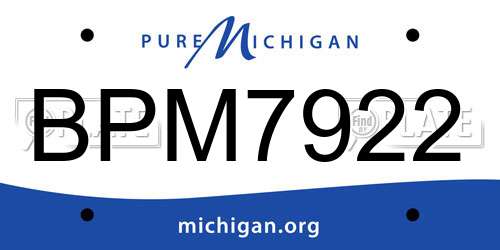 BPM7922 Michigan License Plate