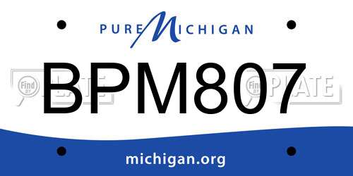 BPM807 Michigan License Plate