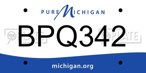 BPQ342 Michigan License Plate