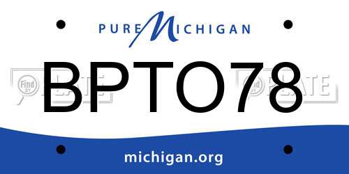 BPTO78 Michigan License Plate